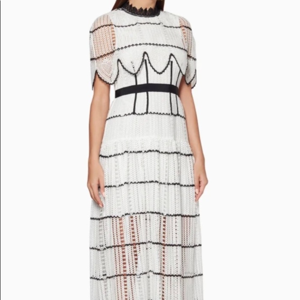 Self-Portrait crochet scalloped midi dress